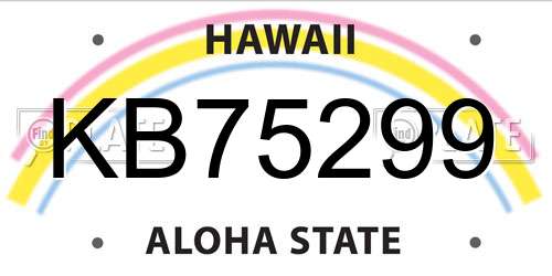 KB75299 Hawaii License Plate