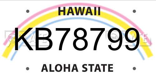 KB78799 Hawaii License Plate