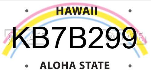 KB7B299 Hawaii License Plate