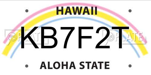 KB7F2T Hawaii License Plate