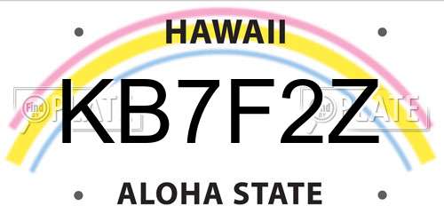 KB7F2Z Hawaii License Plate