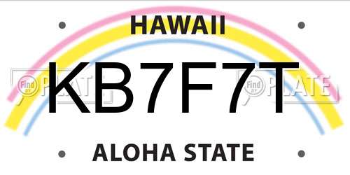 KB7F7T Hawaii License Plate