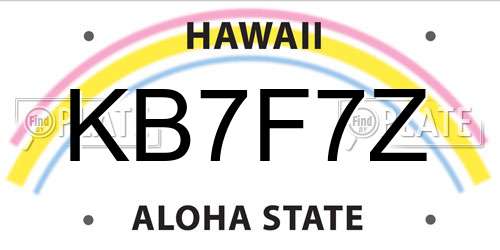 KB7F7Z Hawaii License Plate