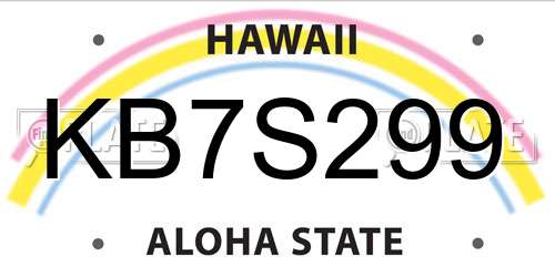 KB7S299 Hawaii License Plate
