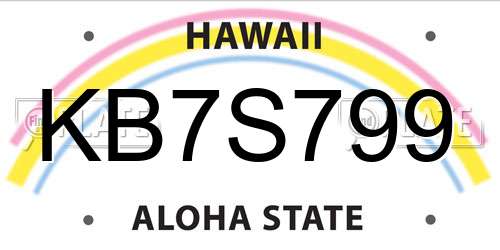 KB7S799 Hawaii License Plate