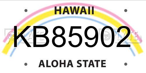 KB85902 Hawaii License Plate