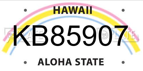 KB85907 Hawaii License Plate