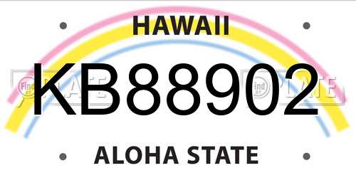 KB88902 Hawaii License Plate