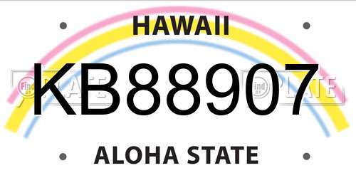 KB88907 Hawaii License Plate