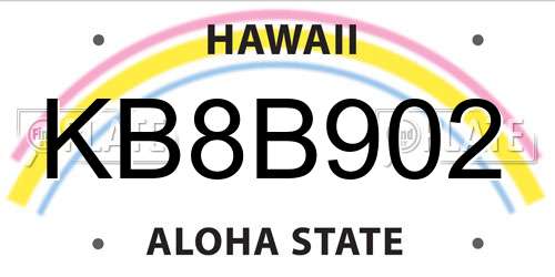 KB8B902 Hawaii License Plate