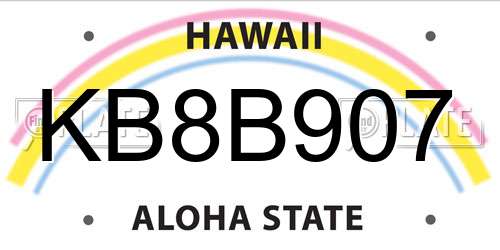 KB8B907 Hawaii License Plate