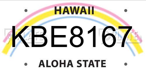 KBE8167 Hawaii License Plate