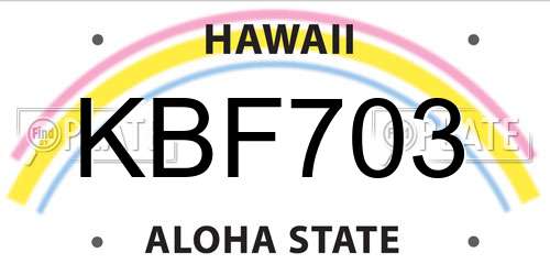 KBF703 Hawaii License Plate
