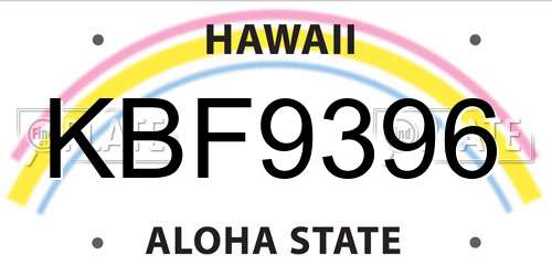 KBF9396 Hawaii License Plate