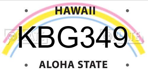 KBG349 Hawaii License Plate