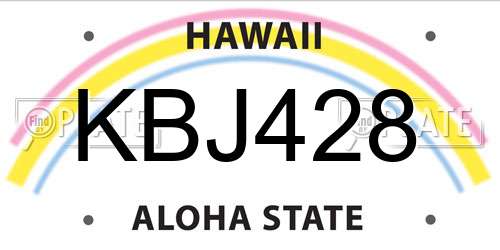 KBJ428 Hawaii License Plate