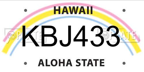 KBJ433 Hawaii License Plate