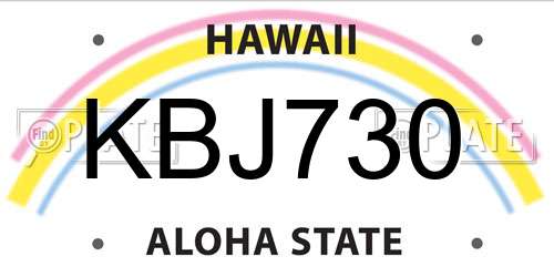 KBJ730 Hawaii License Plate