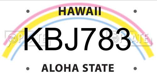 KBJ783 Hawaii License Plate