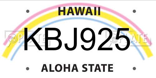 KBJ925 Hawaii License Plate