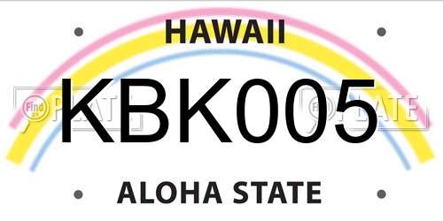 KBK005 Hawaii License Plate