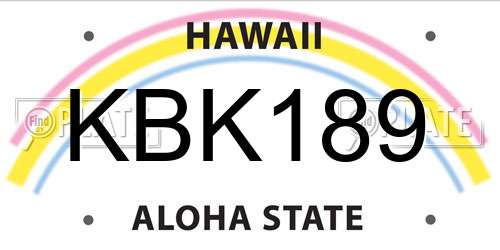 KBK189 Hawaii License Plate