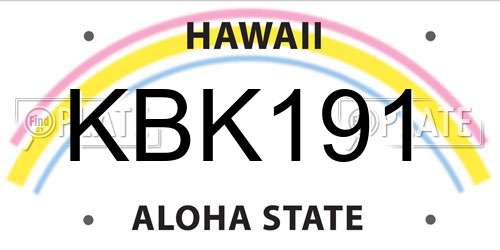 KBK191 Hawaii License Plate