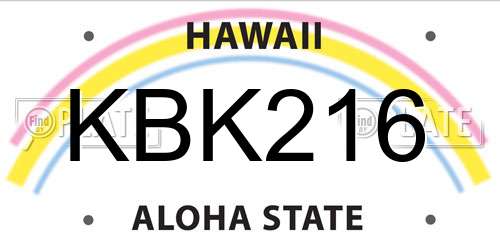 KBK216 Hawaii License Plate