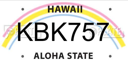 KBK757 Hawaii License Plate