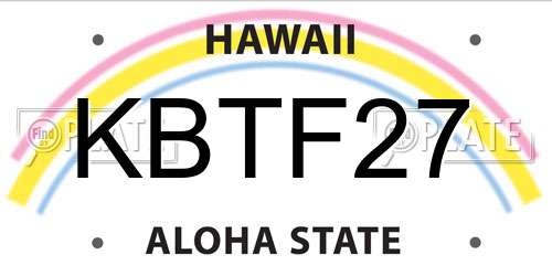 KBTF27 Hawaii License Plate