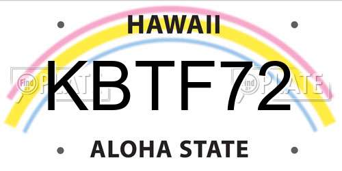 KBTF72 Hawaii License Plate