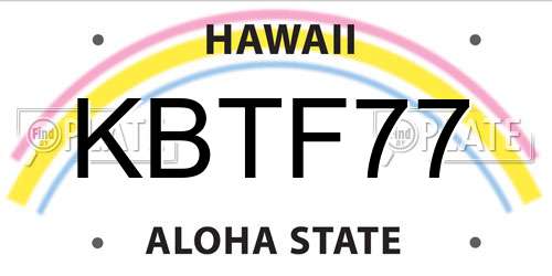 KBTF77 Hawaii License Plate