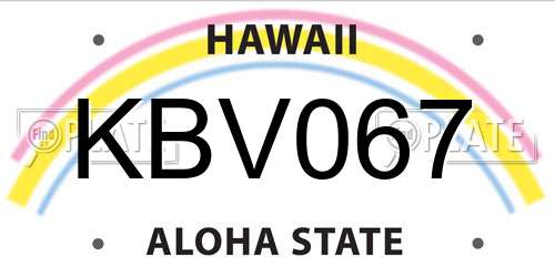 KBV067 Hawaii License Plate