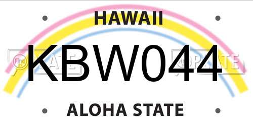 KBW044 Hawaii License Plate
