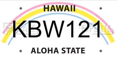 KBW121 Hawaii License Plate