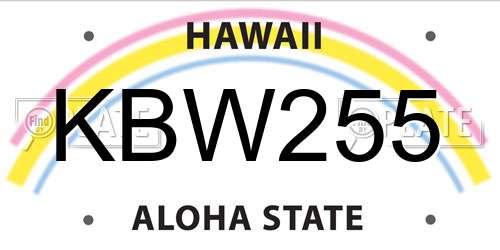 KBW255 Hawaii License Plate