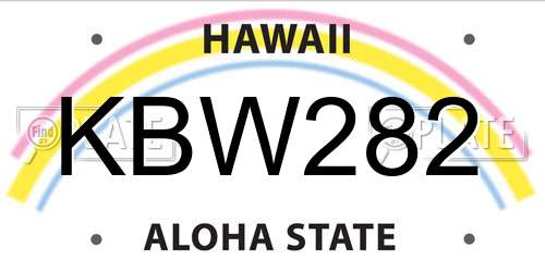 KBW282 Hawaii License Plate