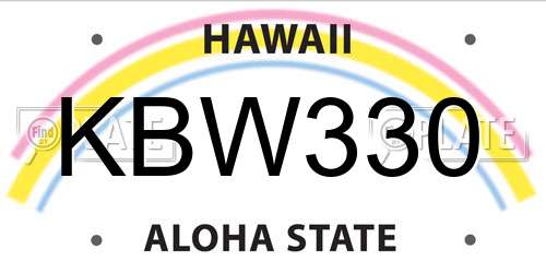 KBW330 Hawaii License Plate