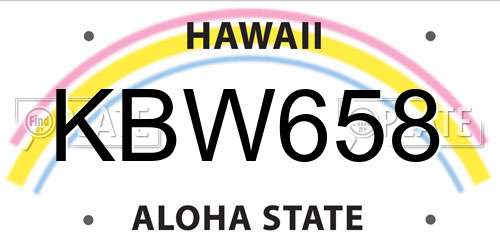 KBW658 Hawaii License Plate