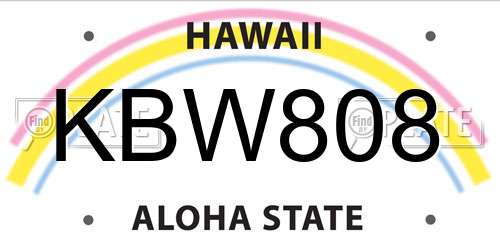 KBW808 Hawaii License Plate