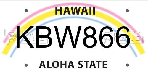 KBW866 Hawaii License Plate