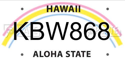 KBW868 Hawaii License Plate