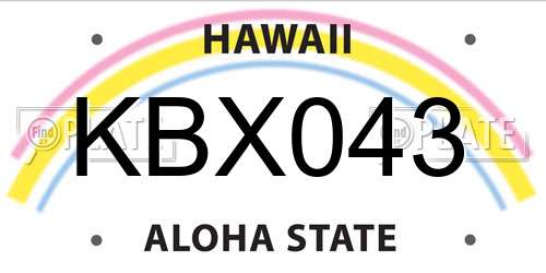 KBX043 Hawaii License Plate