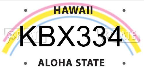 KBX334 Hawaii License Plate