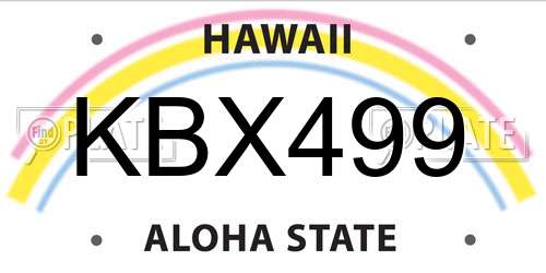 KBX499 Hawaii License Plate