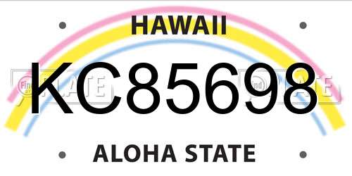 KC85698 Hawaii License Plate