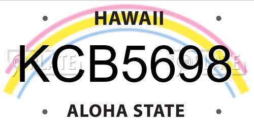 KCB5698 Hawaii License Plate