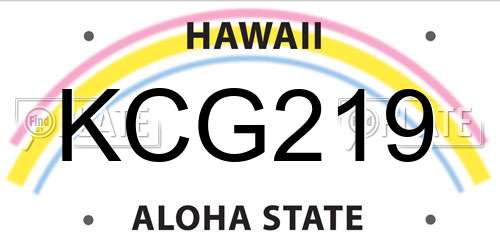 KCG219 Hawaii License Plate