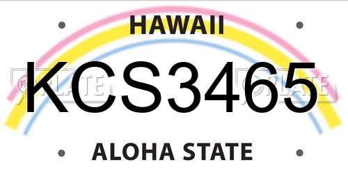 KCS3465 Hawaii License Plate