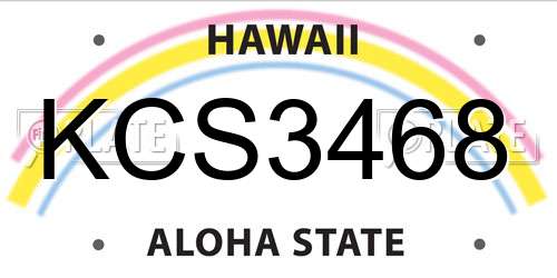 KCS3468 Hawaii License Plate